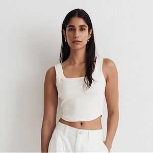 COPY - Madewell White Cream Tailored Crop Tank in Sleekhold Ribbed Tank Top